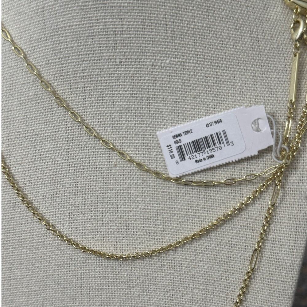 NWT! Kendra Scott Gemma Gold Triple Strand Necklace in Teal Labradorite - Picture 6 of 6